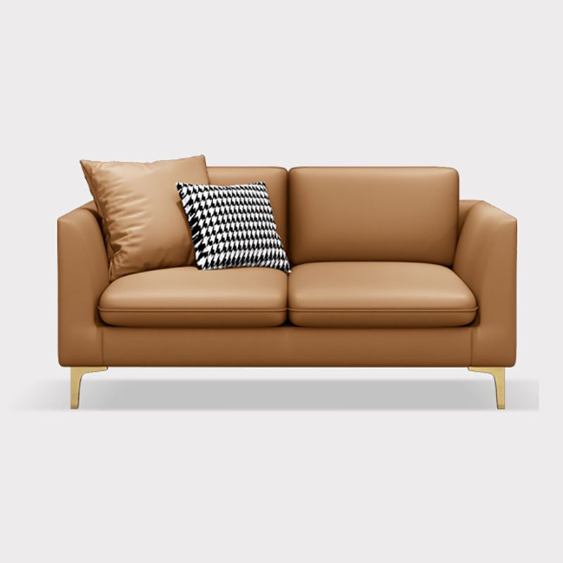 Gold Modern Fabric Sofa with Bolster Pillows 29.53"High Square Arm Sofa