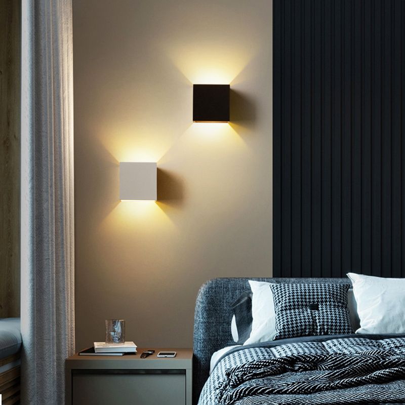 Lámparas de pared cuadradas de 4 "con sombra de vidrio con luces aplastas de pared contemporáneas en interiores