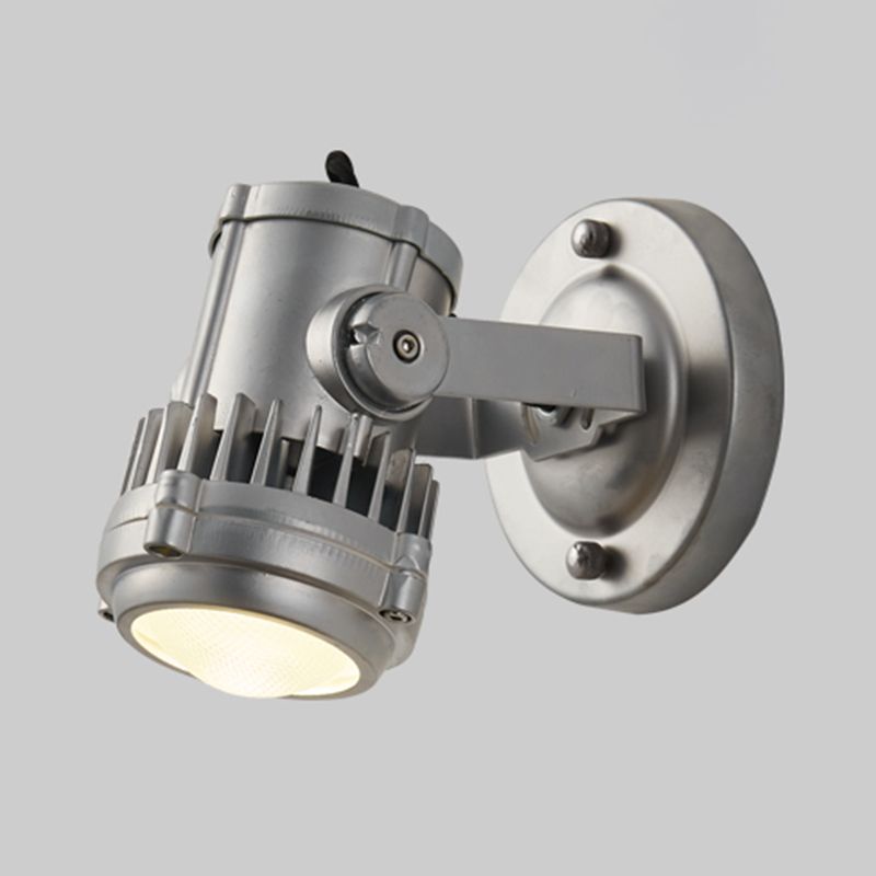 Silver Modern Metal Wall Sconce Cylinder Shape Wall Light with Glass Shade for Living Room