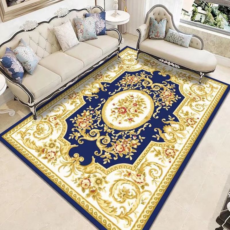 Mid-Century Area Rug Medallion Print Carpet Polyester Area Rug with Non-Slip Backing