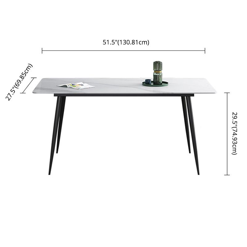 Modern Style Sintered Stone White Dining Room Set with Rectangle Table Dining Table Furniture