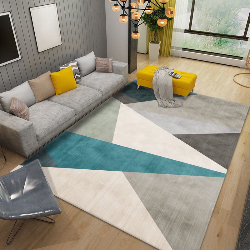 Stylish Asymmetric Graphic Rug Creative Contemporary Indoor Carpet Polyester Stain Resistant Rug for Home Decor