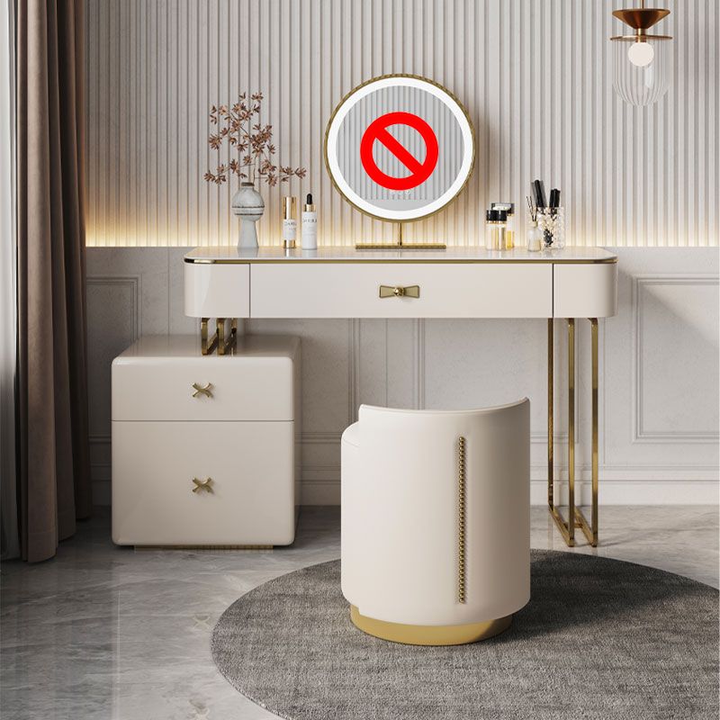 Glam Vanity Dressing Table Set Beige Make-up Vanity with Drawer