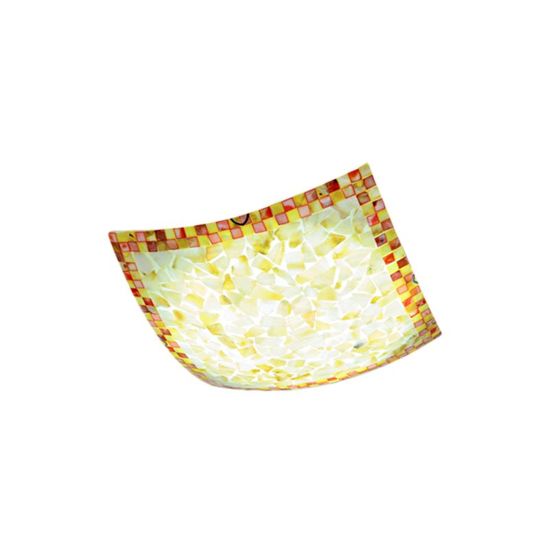 Plafonnier LED en mosaïque Tiffany, Beige/blanc/gris clair, carré incurvé, 12/16 pouces, pour couloir