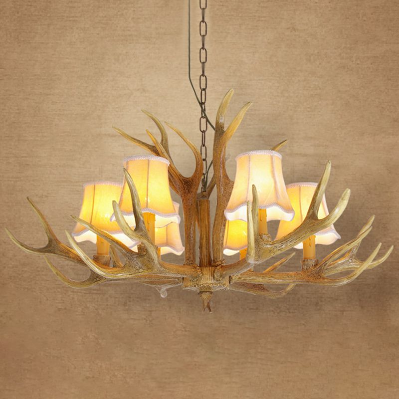 Classic Deer Horn Chandelier Pendant Light Resin Hanging Lighting for Living Room