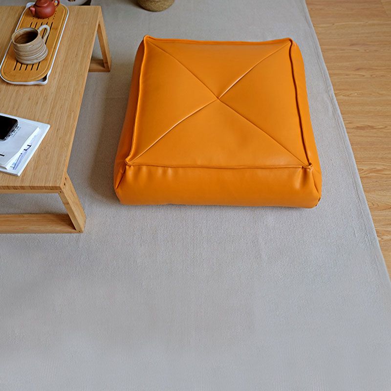 Modern Pouf Ottoman PU Leather Upholstered Solid Color Tear Resistant Square Ottoman