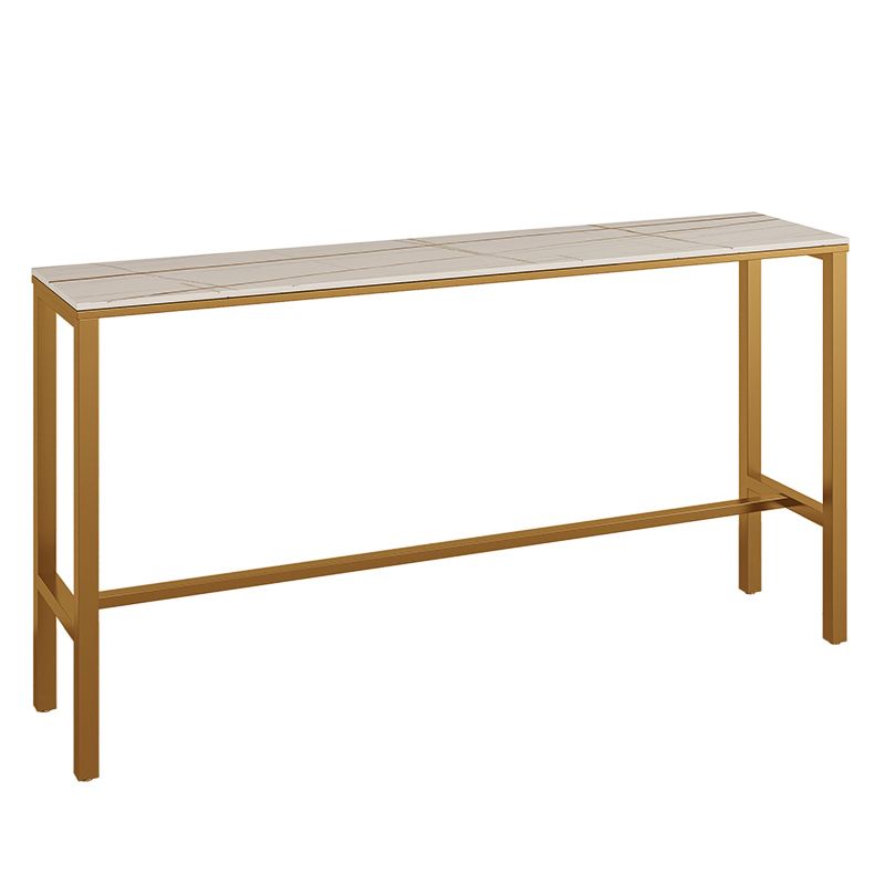 Glam 1/3 Pieces Bar Table Set Rectangle Stone Counter Table with Stools for Cafe