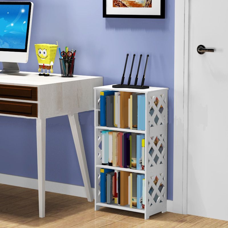 Standard Contemporary Shelf Bookcase Plastic White Closed Back Bookcase