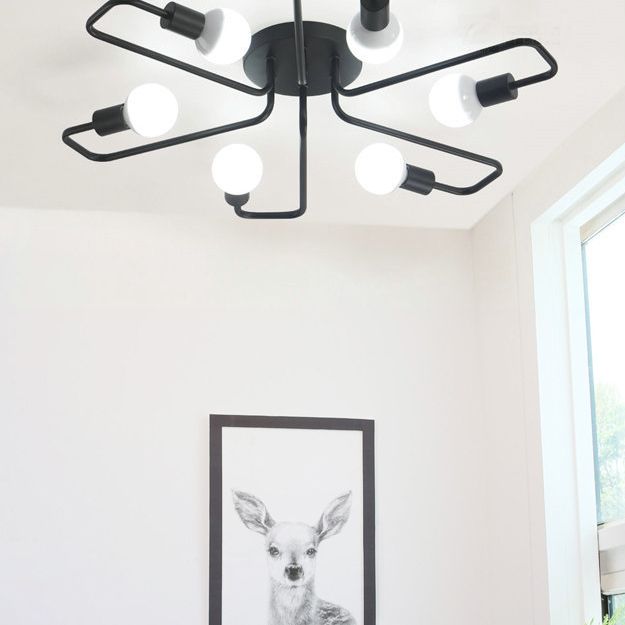 Twisted Arm Metal Ceiling Light Nordic Style Multi-lights Lighting Fixture for Bedroom Living Room