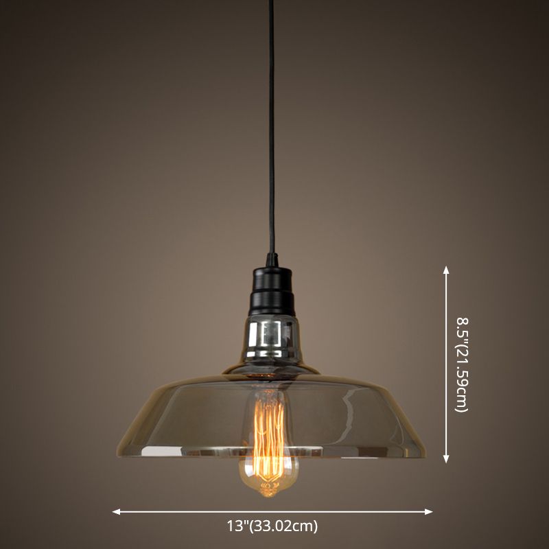 1 Lulb Fumo Grey Glass Glass Light Industrial Black Black Alabod Sospension Accensione