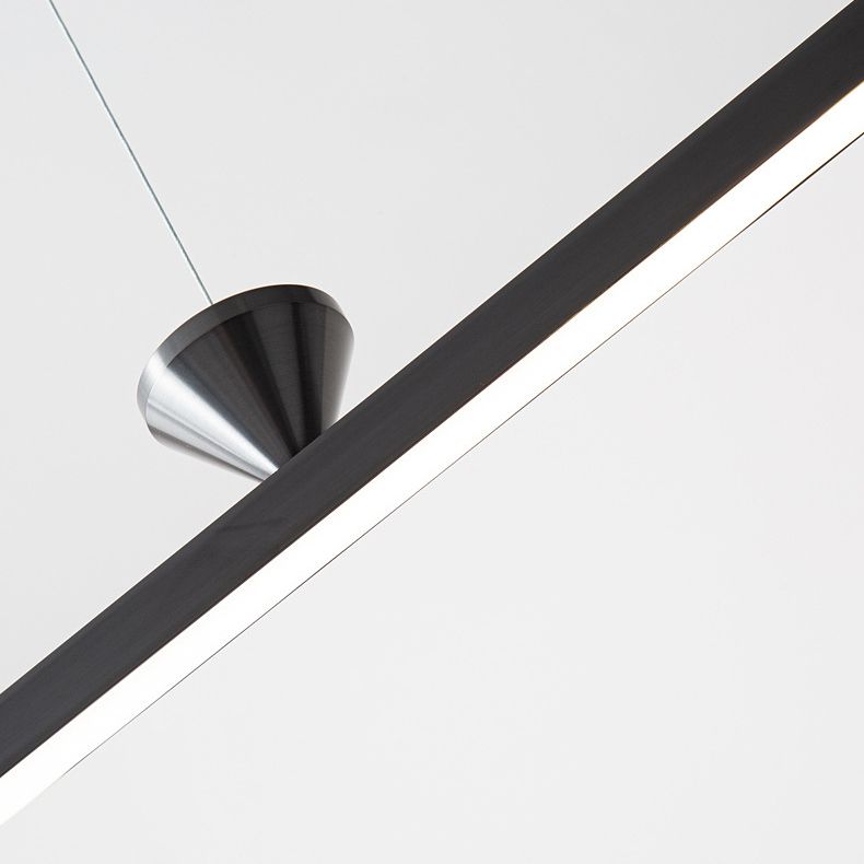Linear Shape Island Pendant Contemporary Style Metal Single Light Hanging Island Light