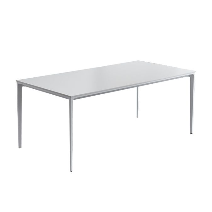Metal Contemporary Rectangular Dining Table White Sintered Stone Top Table with Legs