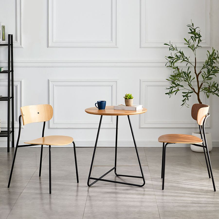 Silla de comedor interior y exterior moderna de metal, silla lateral de comedor con respaldo abierto sin brazos