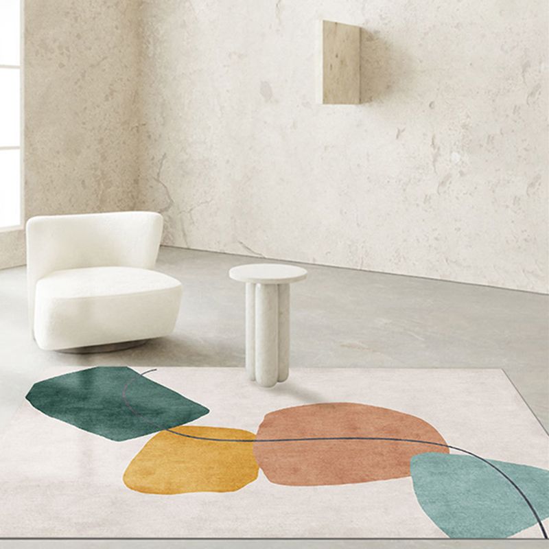 Apricot Tone Home Decoration Carpet Modern Color Block Printed Area Rug Polyester with Non-Slip Backing Rug