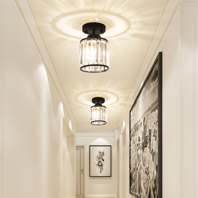 Style moderne en cristal d'appareil d'éclairage de bâti de plafond d'allée de cylindre près du plafonnier