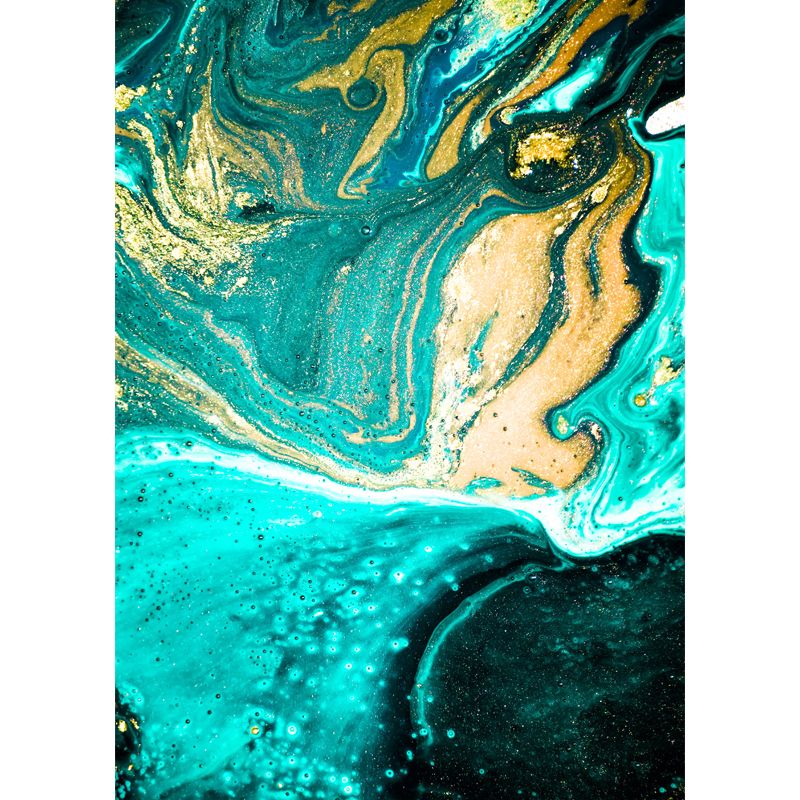 Aqua Mountainous Waves Wall Mural Ocean Tropical Washable Wall Decor for Corridor