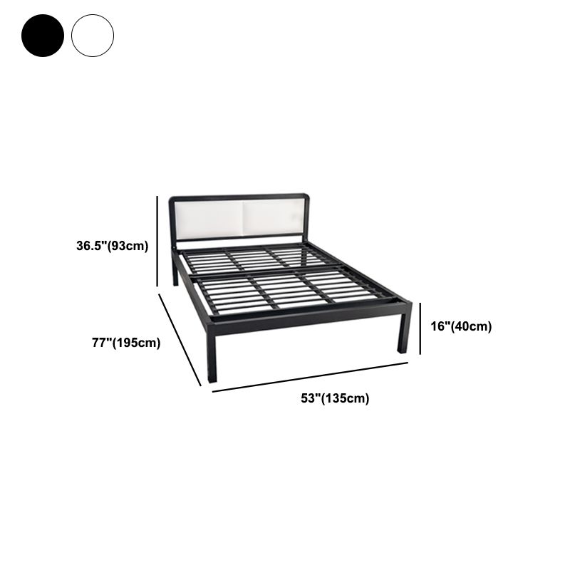Slat Bed 36.61"H Adjustable Height with Open-Frame Upholstered Headboard