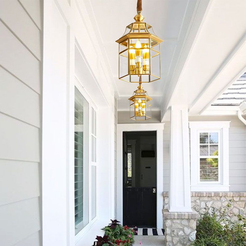 Geometric Chandelier Light Fixture Traditional Glass Pendant Lighting for Restaurant