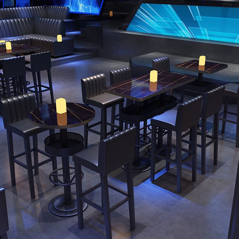 Industrial Style Black Bar Table Living Room Bistro Bar Desk with Storage