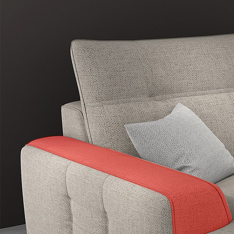 Tufted Back Sectional with Bolster Pillows Sqaure Arm Sectional