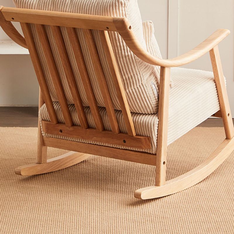 Suede and Solid Wood Rocking Chair with Padded Seat Rocker Chair Removable Cushions