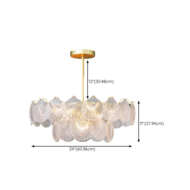 Gold Modern Metal Ceiling Light Geometric Shape Island Light with Shell Shade for Bedroom