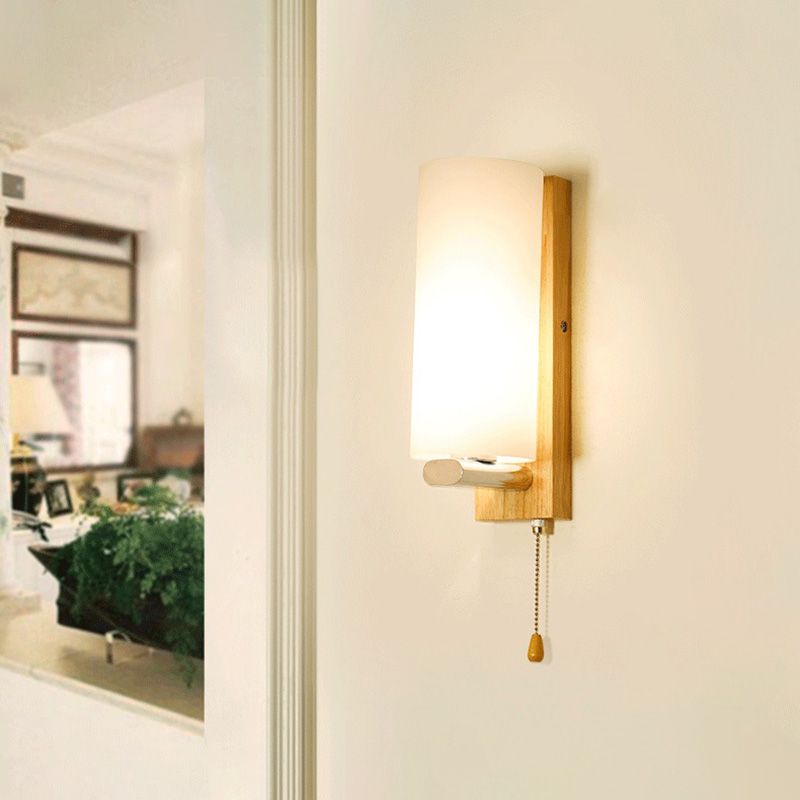 Luci di applique da parete di semplicità contemporanea con arte in legno per camera da letto