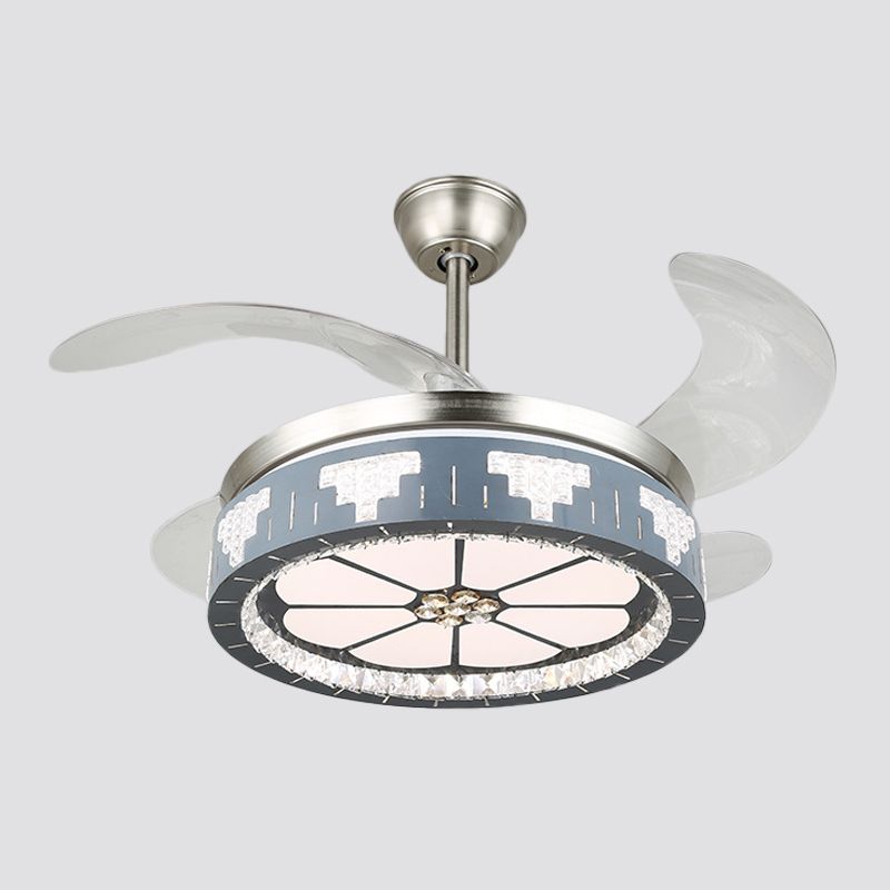 Crystal Crystal Crystal Round Pendant Light Modernity Modernity LED Silver Semi Mount Éclairage, 19 "de large