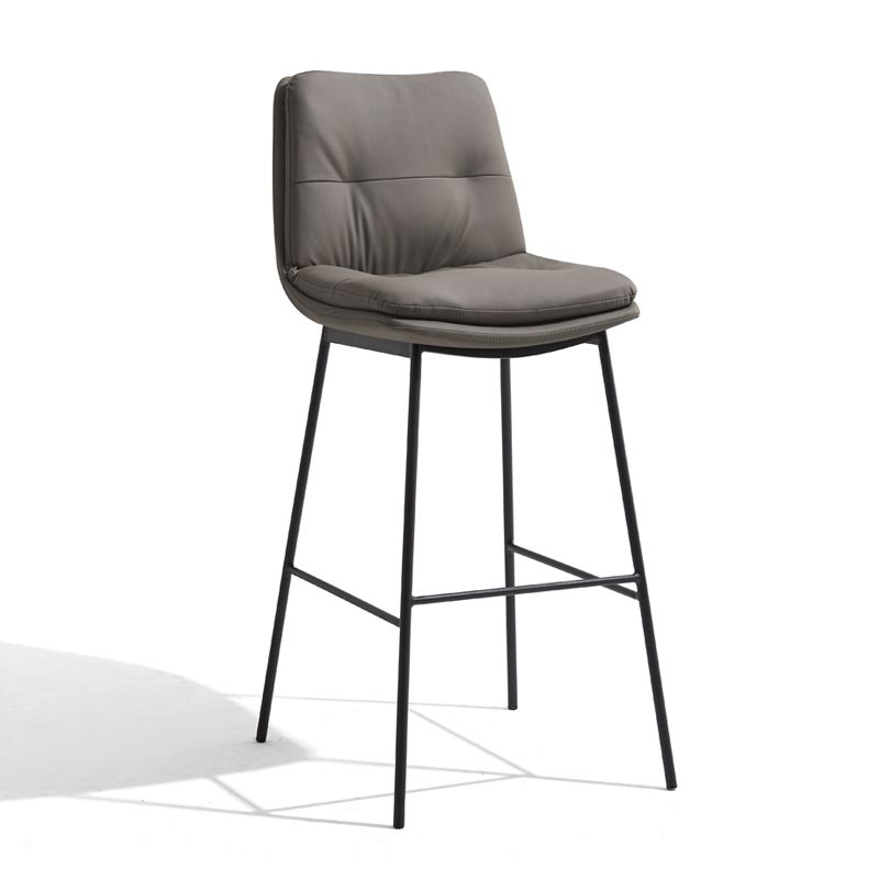 Contemporary Metal Leather Bar Stools Indoor Barstool with Iron Legs and Footrest