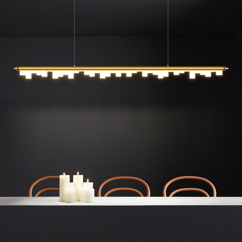 1-Light Linear Island Lights Contemporary Metal Island Ceiling Light