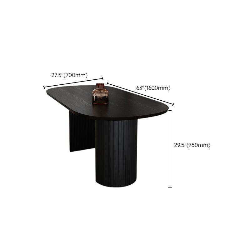 Modern Oval Dining Table Black Wood Dinner Table for Dining Room
