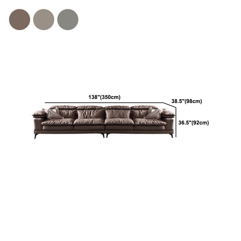 Modern Style Sofa Bed Imitation Leather Material Grey/khaki/coffee Feather Padded Sofa
