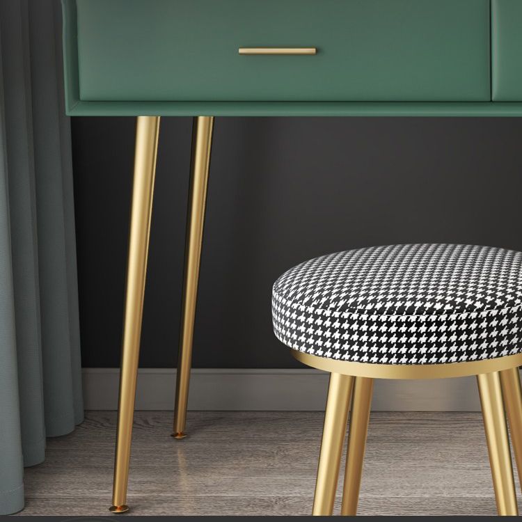 Genuine Leather Vanity Set 5 Storage Drawers Dressing Table with Padded Stool