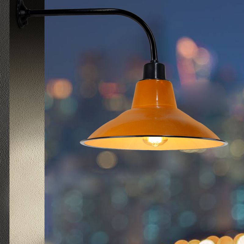 Porcelain Flare Shade Wall Lighting Industrial Style 1 Light Wall Mounted Light Fixture