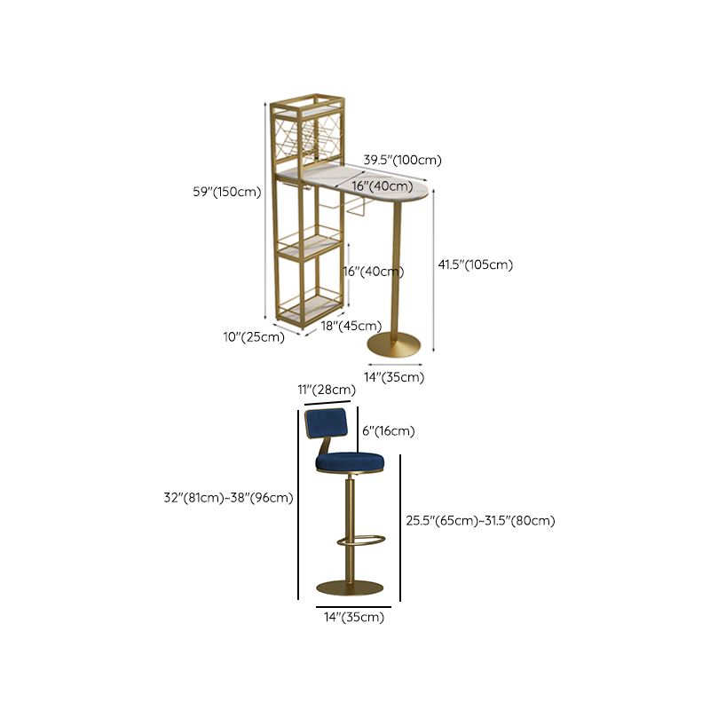 Modern 1/3 Pieces Bar Table Set Stone Counter Table with Rotatable Stools for Living Room