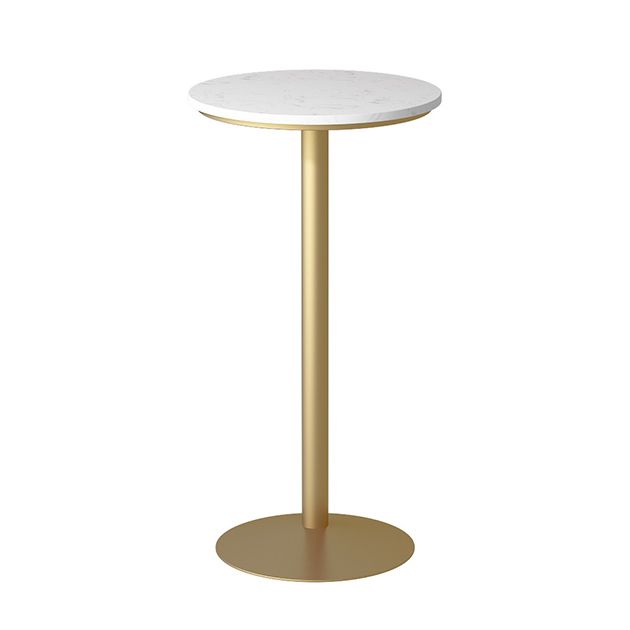 Glam Pedestal Pub Table Artificial Marble Bar Height Cocktail Table