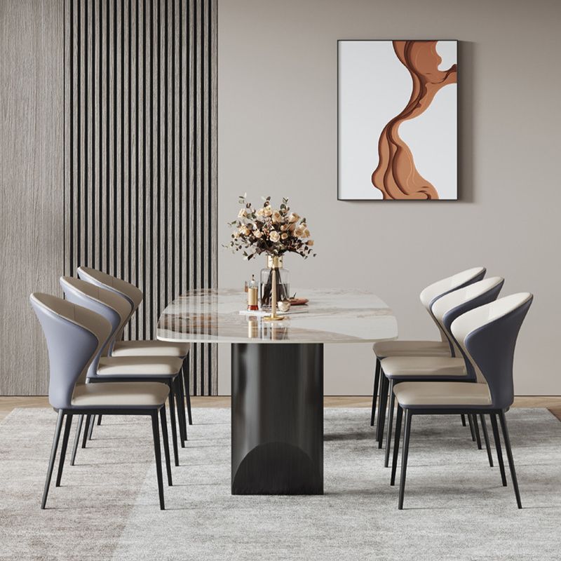 Contemporary Style Windsor Back Chair Armless Side Chairs with Metal Legs for Kitchen