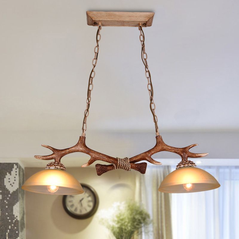 Wood 2 Lights Chandelier Light Fixtures Deer Antler Cottage Chandelier Lighting for Bar