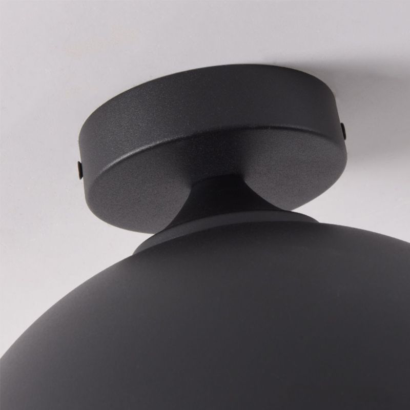 Metal Flush Mount in Black / White Ceiling Flush with Glass Ball Shade