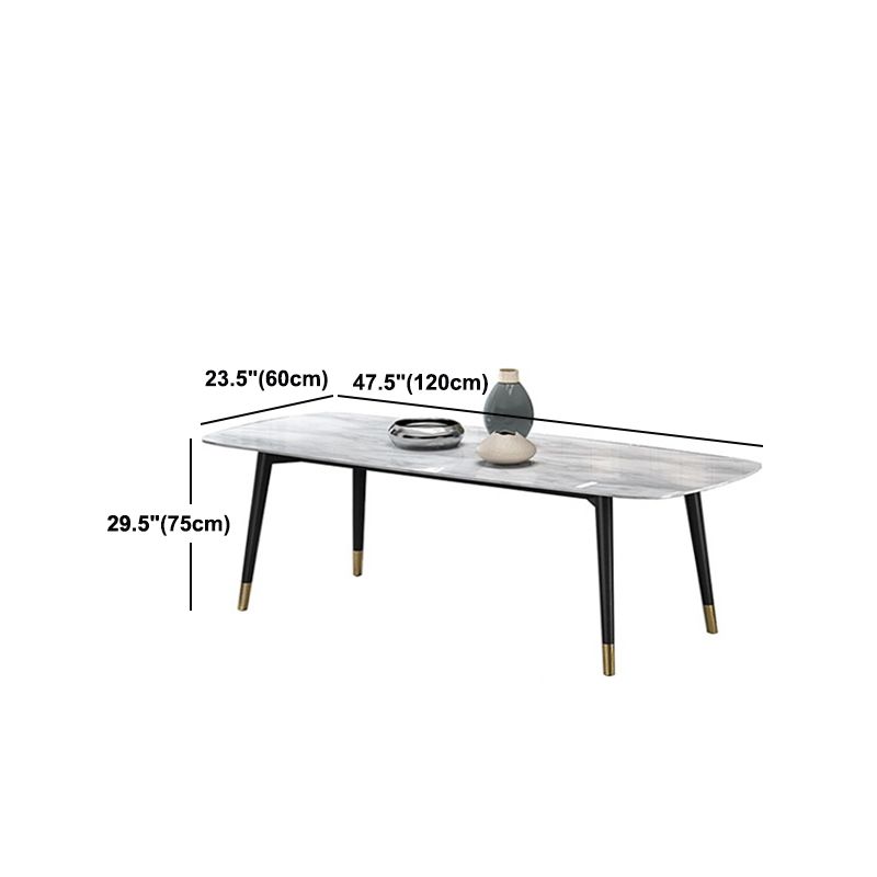 Modern Dining Table White Stone and Marble Dining Table Pedestal Table Sled Base