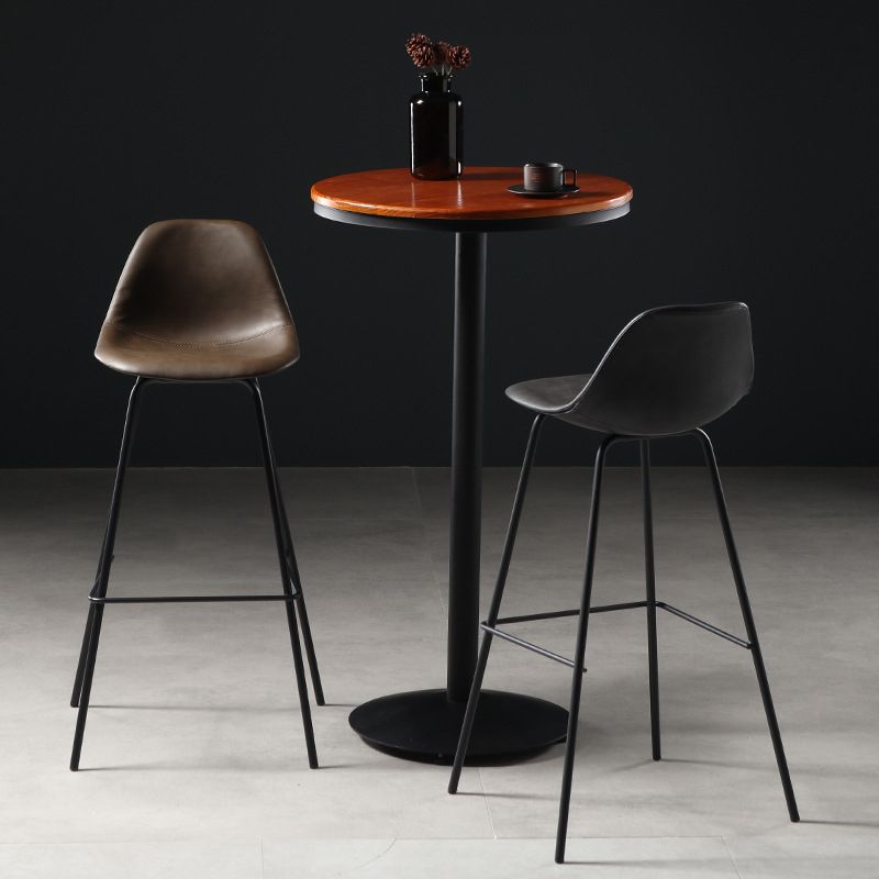 Faux Leather Dining Stools Contemporary Armless Bar Stools with Metal Base