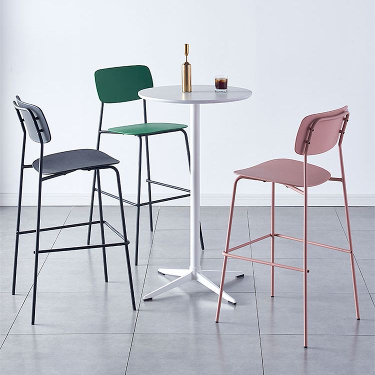 Scandinavian Backrest Counter Bar Stool Plastic Rectangle Counter-height Stool