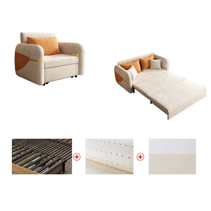 White Square Arms Sofa Futon Cushion Back Foldable Futon Sofa Bed