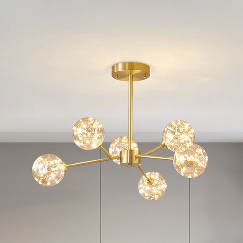 Glass Pendant Light Global Contemporary Gold Hanging Light for Living Room