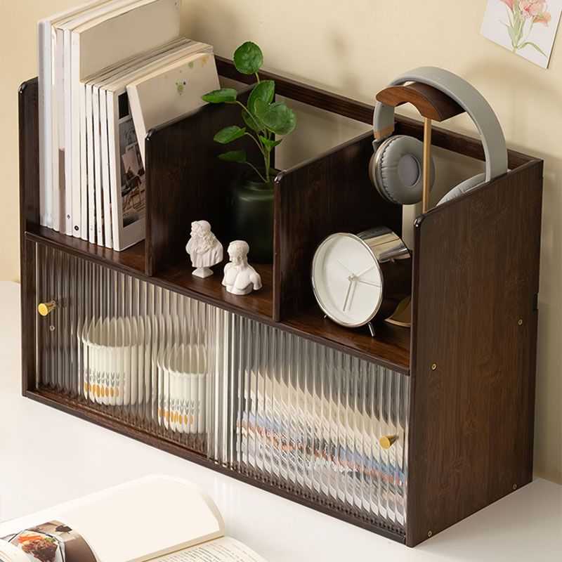 Closed Back Vertical Bookshelf Contemporary Wood Bookcase with Cabinets