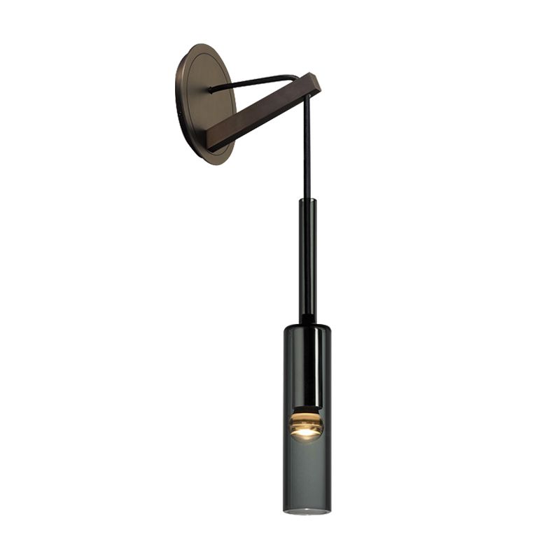 Halbzylinderform Wandleuchte moderne 1-Licht-Kristallwandmontage Leuchte in Schwarz