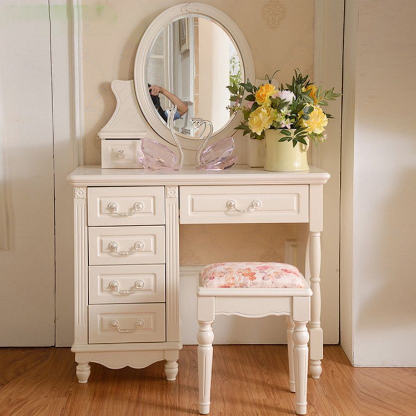 Victorian Dressing Table White Bedroom With Drawer Wooden Mirror