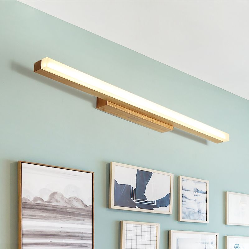 Metal Linear Shade Mirror Wall Lights Modern 1 Head Wall Mount Fixture in Brown