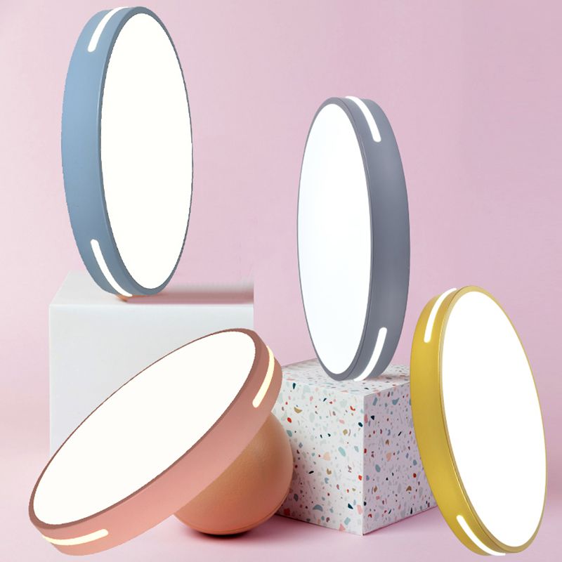 Plafonnier LED en fer laqué dans un style moderne et concis, plafonnier circulaire en acrylique en forme de macaron