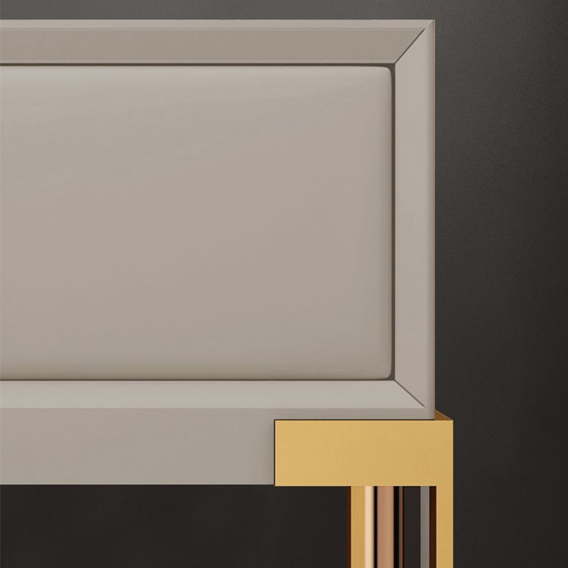 20'' Tall Glam Accent Table Nightstand Drawer Storage Faux Leather Nightstand with Legs